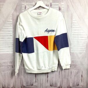 Vintage Aspen Color Block Sweatshirt Ski M